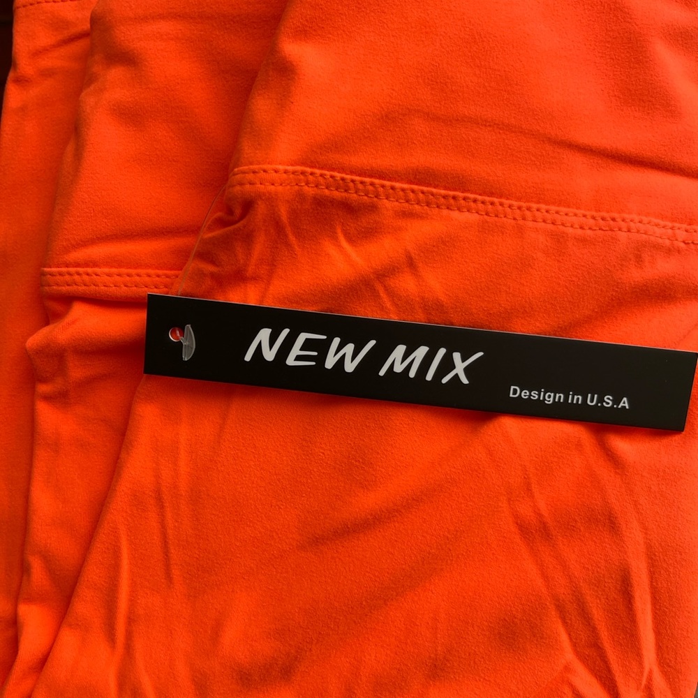 New Mix Buttery Biker Shorts - OS - Neon Orange - Picture 7 of 7